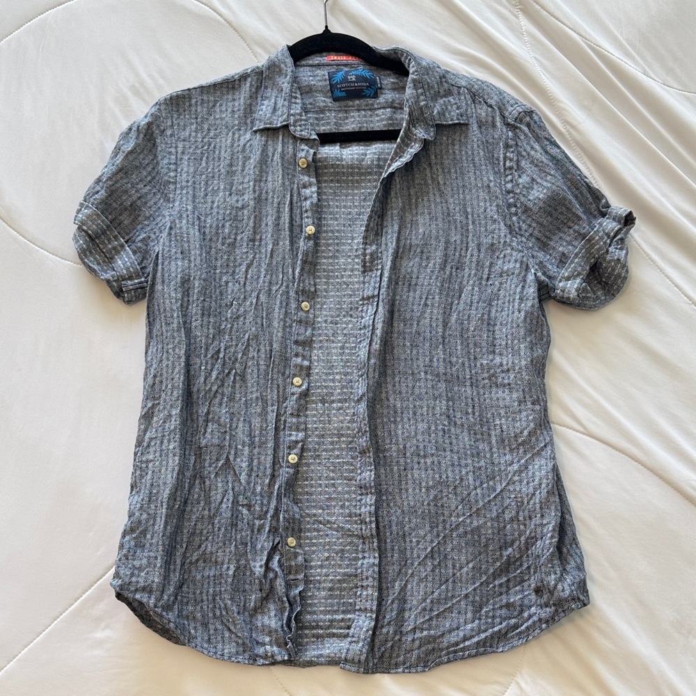 Scotch & Soda Blue and Gray Casual Button Down Shirt